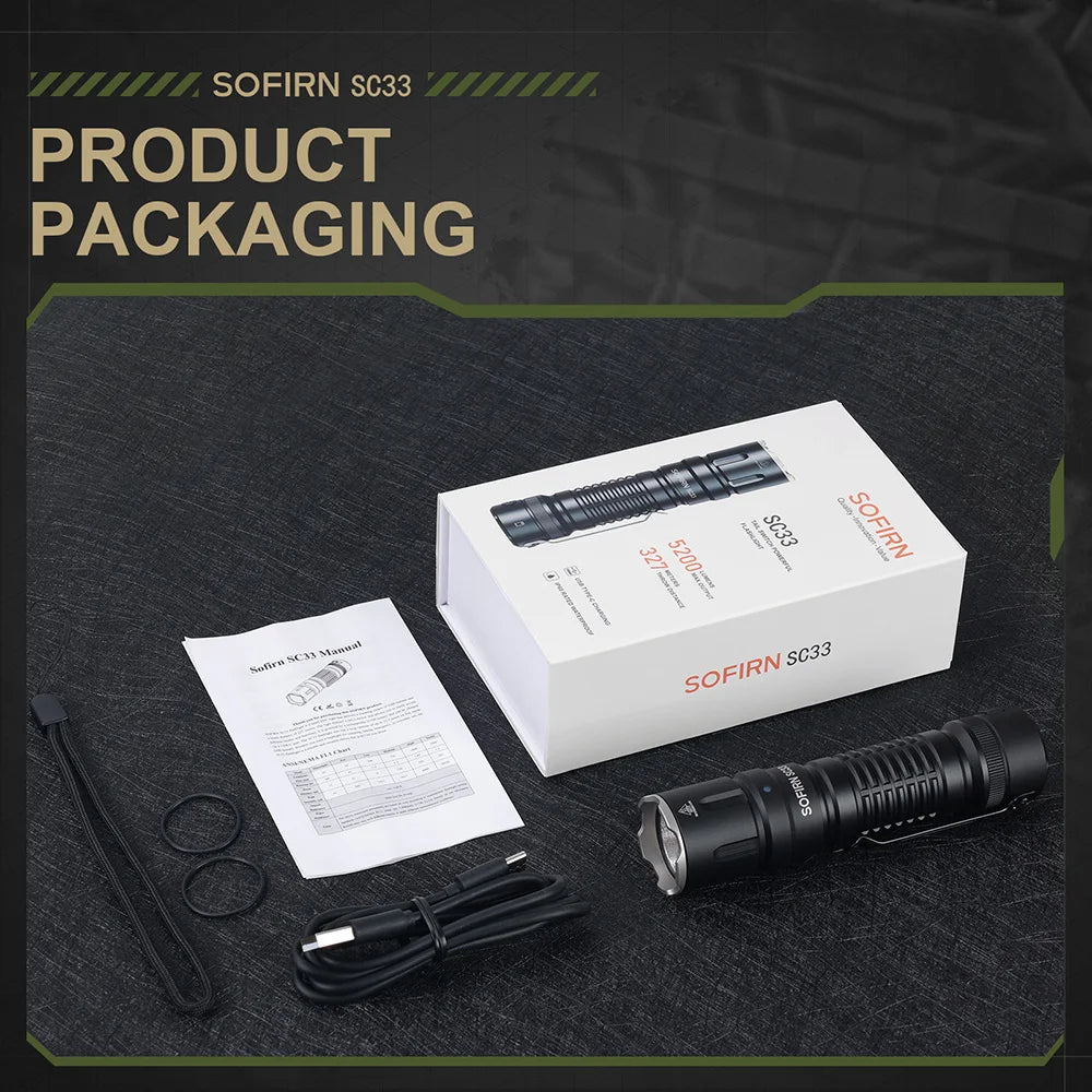 Sofirn SC33 XHP70.3 HI LED Flashlight Tactical 5200lm