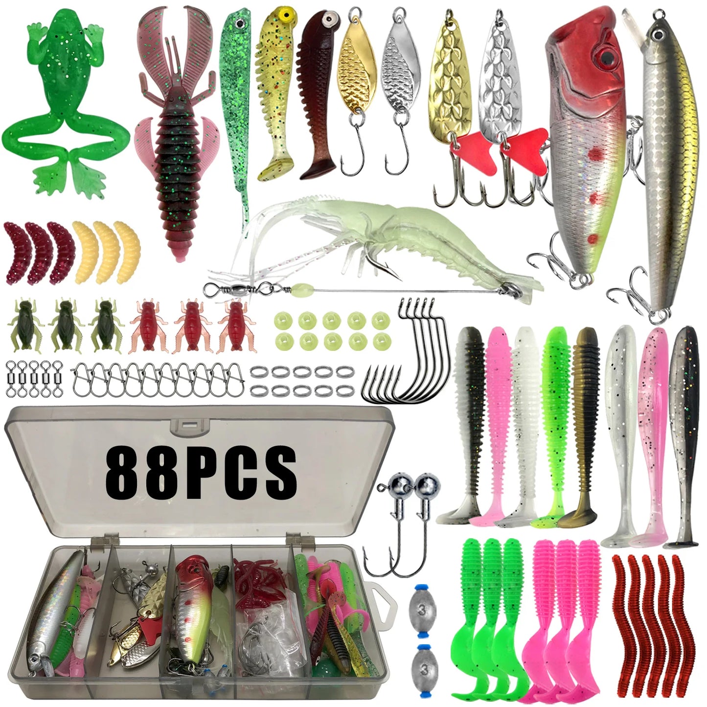 Fishing 86/88/136/149/366pcs Lure Kit For Trout/Pike/Bass