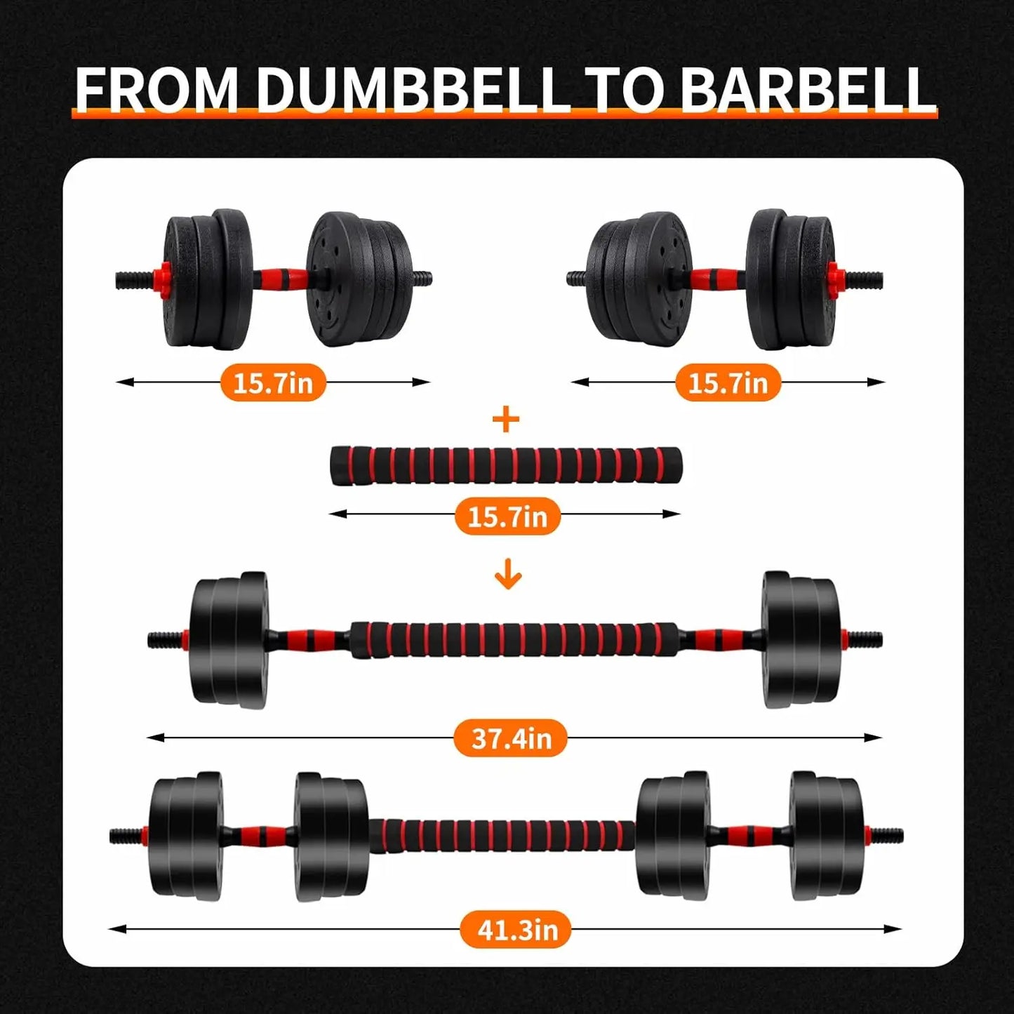 5-44lbs Adjustable Dumbbell, Barbell Anti-Slip Grip