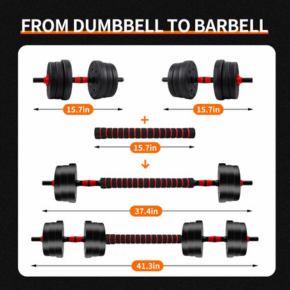 5-44lbs Adjustable Dumbbell, Barbell Anti-Slip Grip