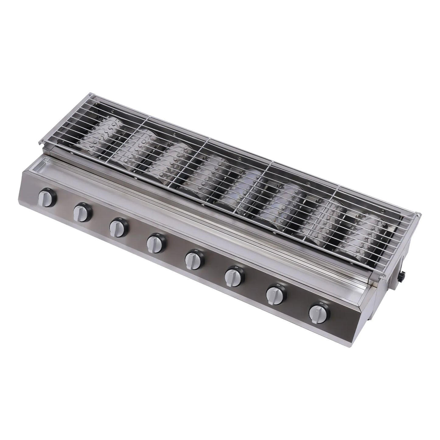 8-Burner Gas Grill, Stainless Steel, Portable