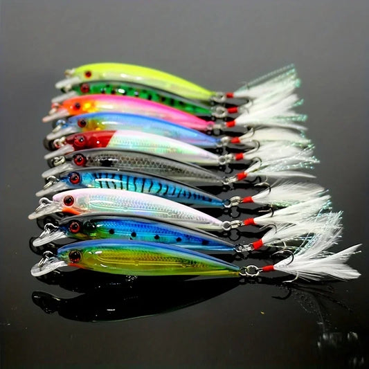 10pcs Larser Minnow Fishing Lures Set