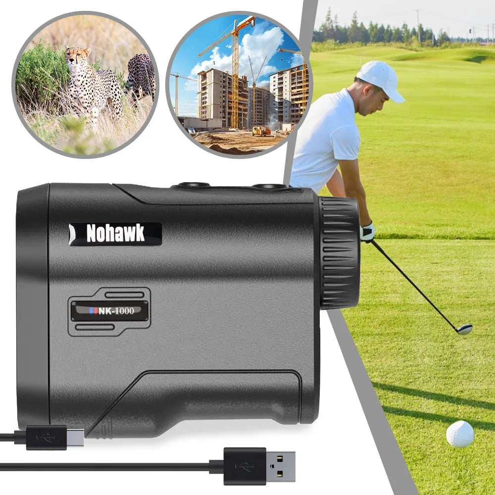 NOHAWK: Laser Rangefinder USB Rechargeable  Hunting Monocular