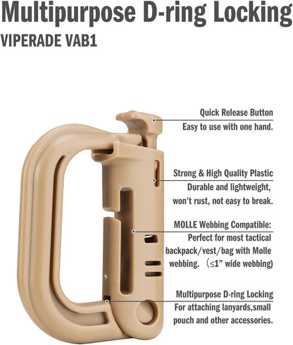 Tactical D-Ring Grimlock Carabiner  Fast Latch System