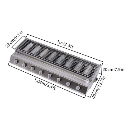 8-Burner Gas Grill, Stainless Steel, Portable