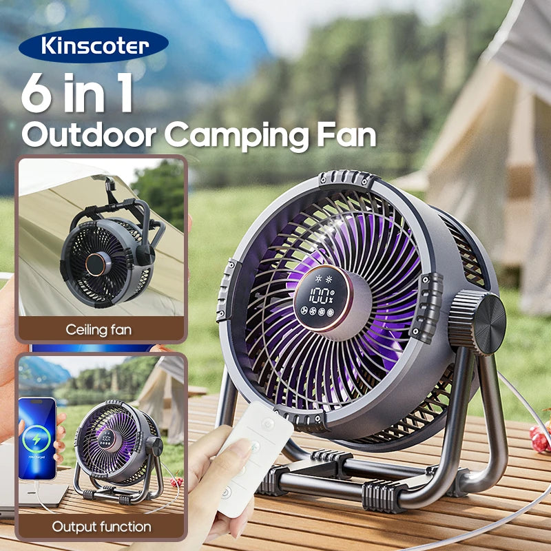 Portable 6 in 1 Outdoor Camping Fan