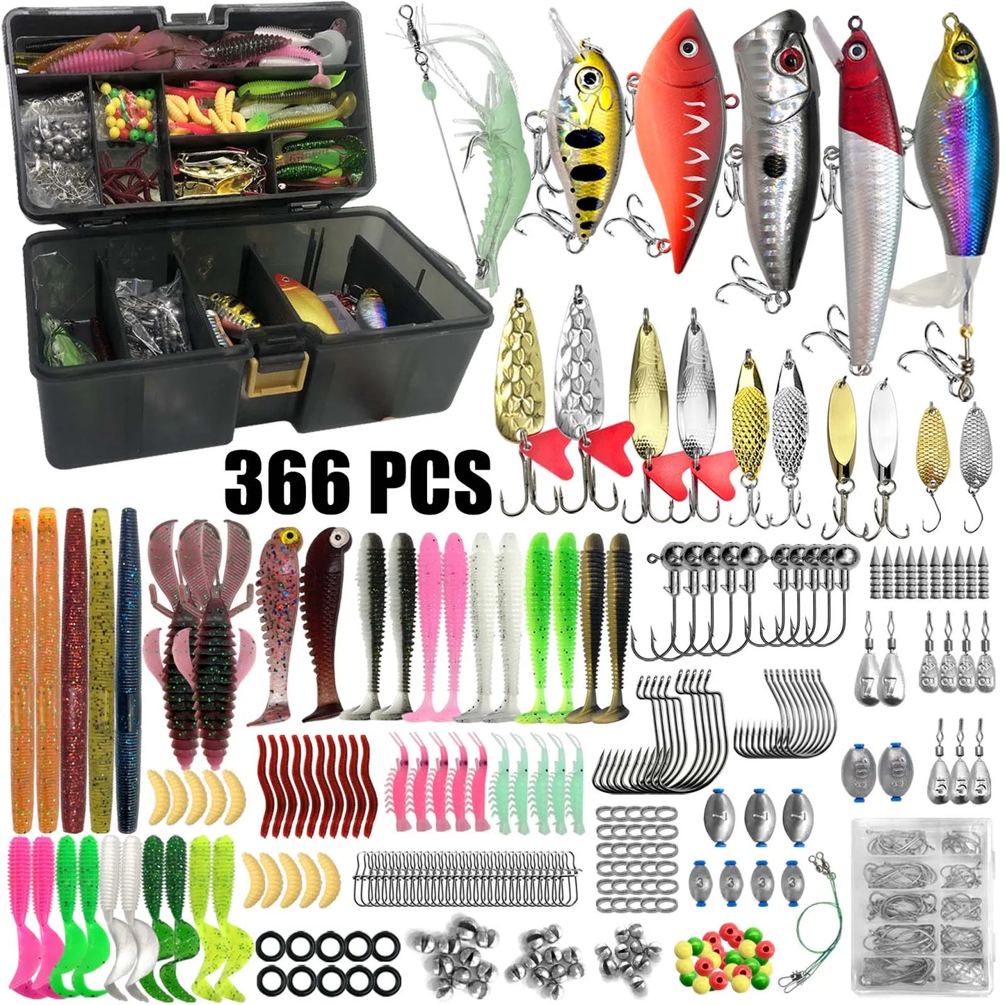 Fishing 86/88/136/149/366pcs Lure Kit For Trout/Pike/Bass