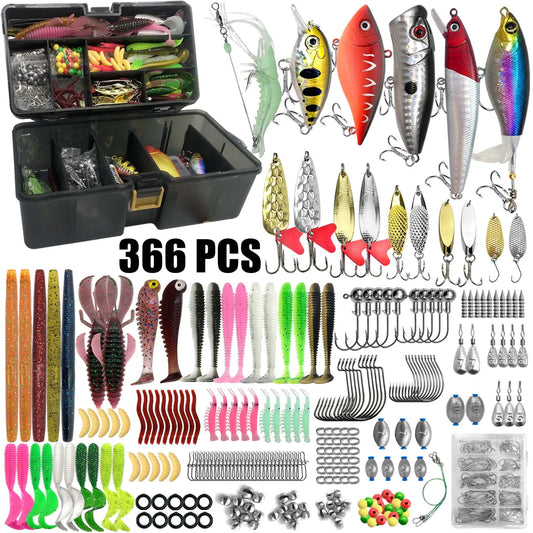 Fishing 86/88/136/149/366pcs Lure Kit For Trout/Pike/Bass