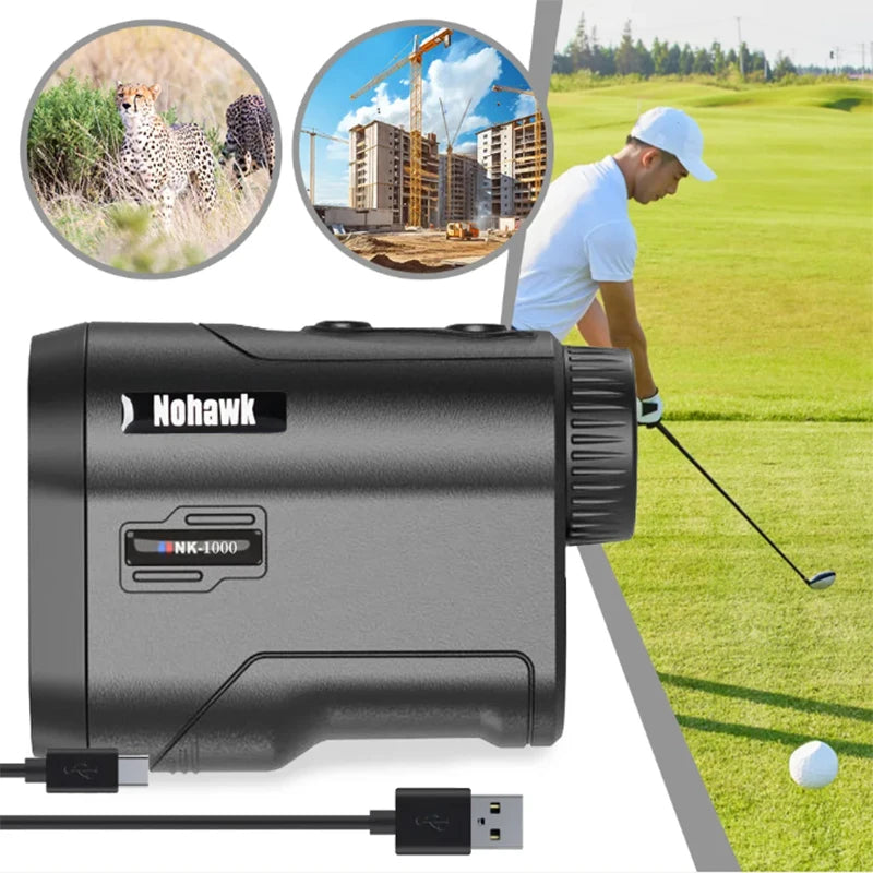 NOHAWK: Laser Rangefinder USB Rechargeable  Hunting Monocular