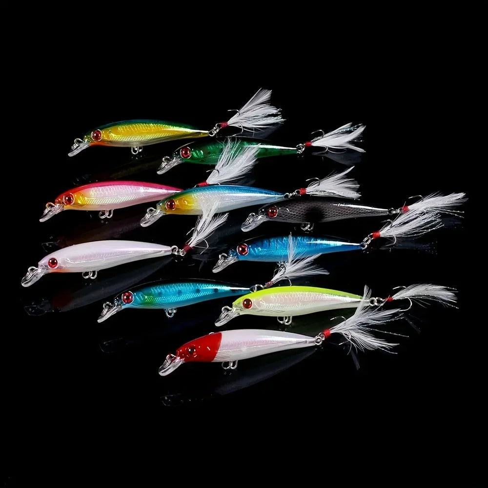 10pcs Larser Minnow Fishing Lures Set