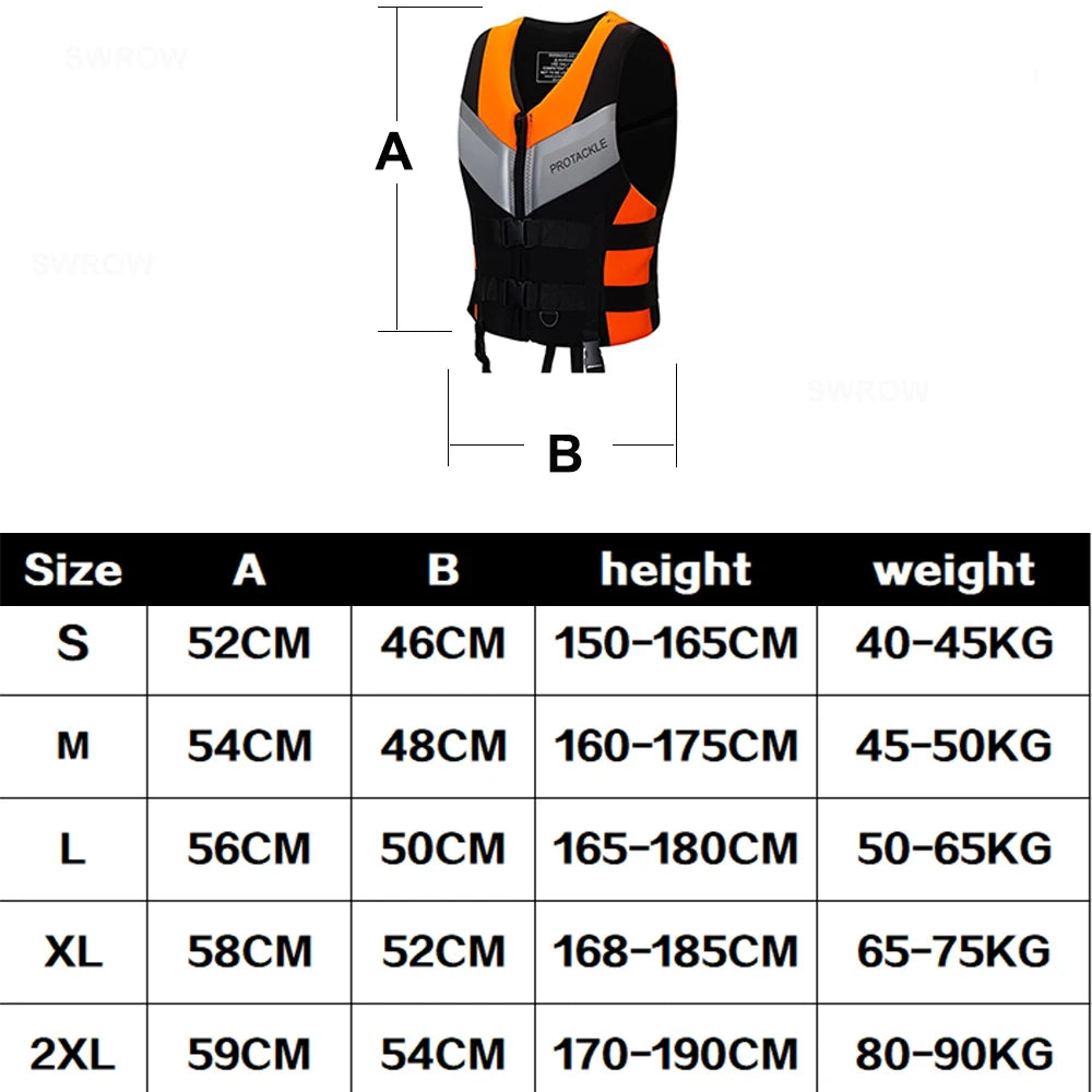 Neoprene Life Jacket Adults Safety Vest Buckle