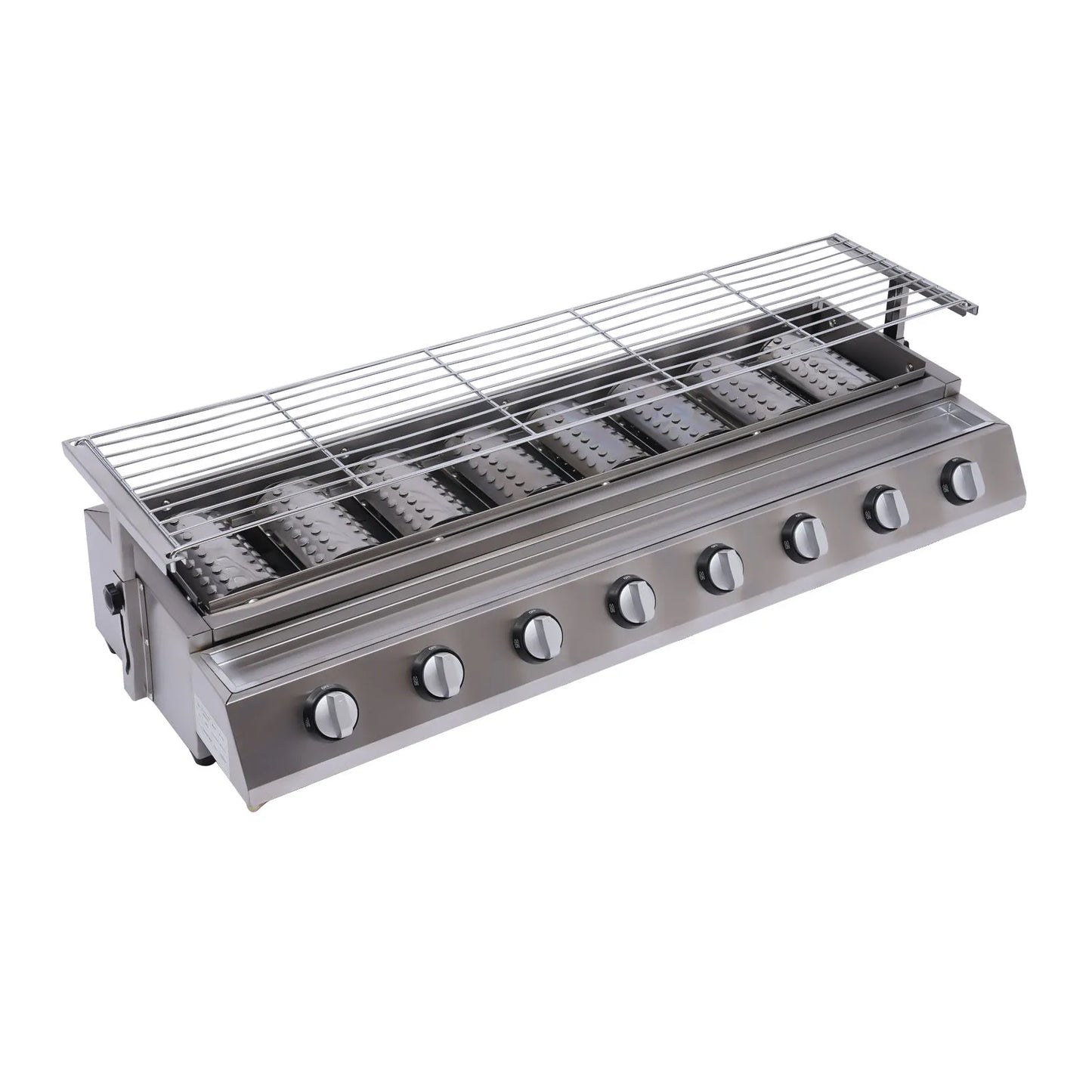 8-Burner Gas Grill, Stainless Steel, Portable