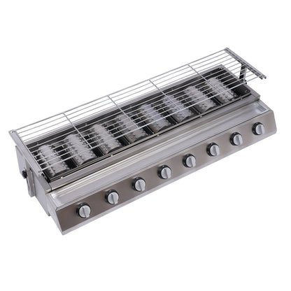 8-Burner Gas Grill, Stainless Steel, Portable