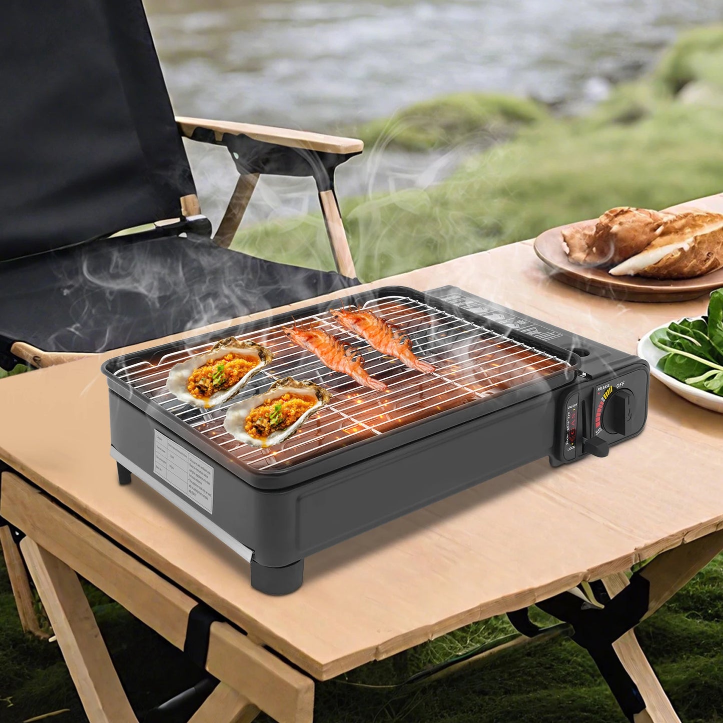 Portable Gas BBQ Grill  Outdoor Camping Lightweight
