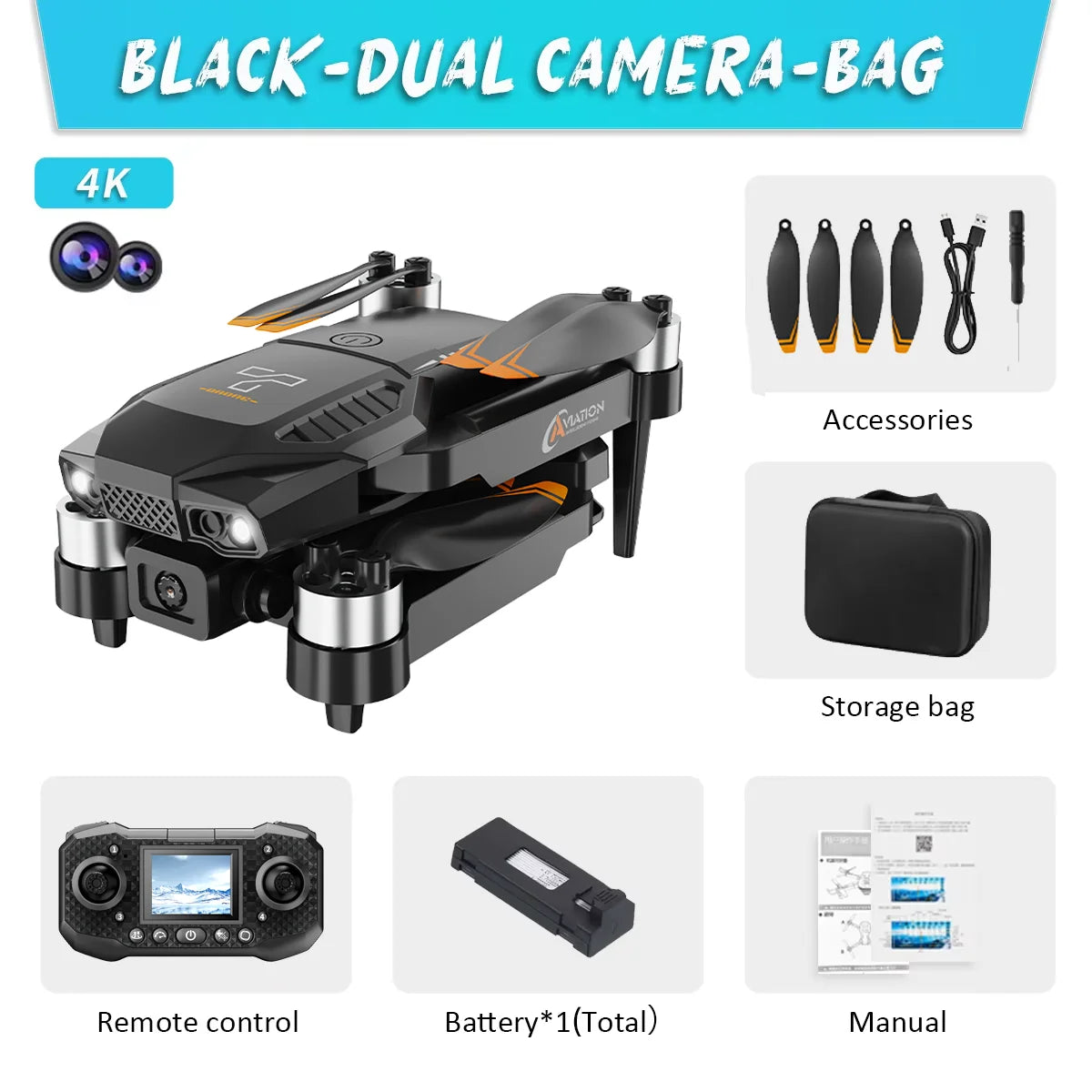 F198 Drone Professional 1080P Dual Camera