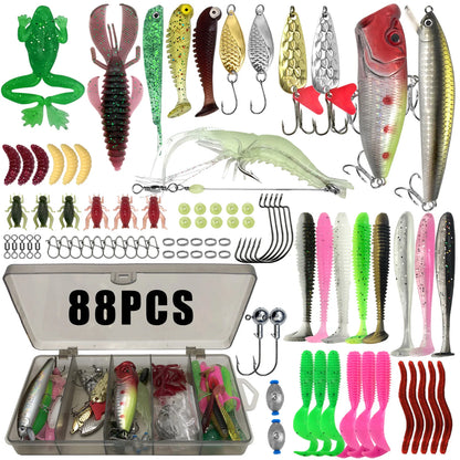 Fishing 86/88/136/149/366pcs Lure Kit For Trout/Pike/Bass
